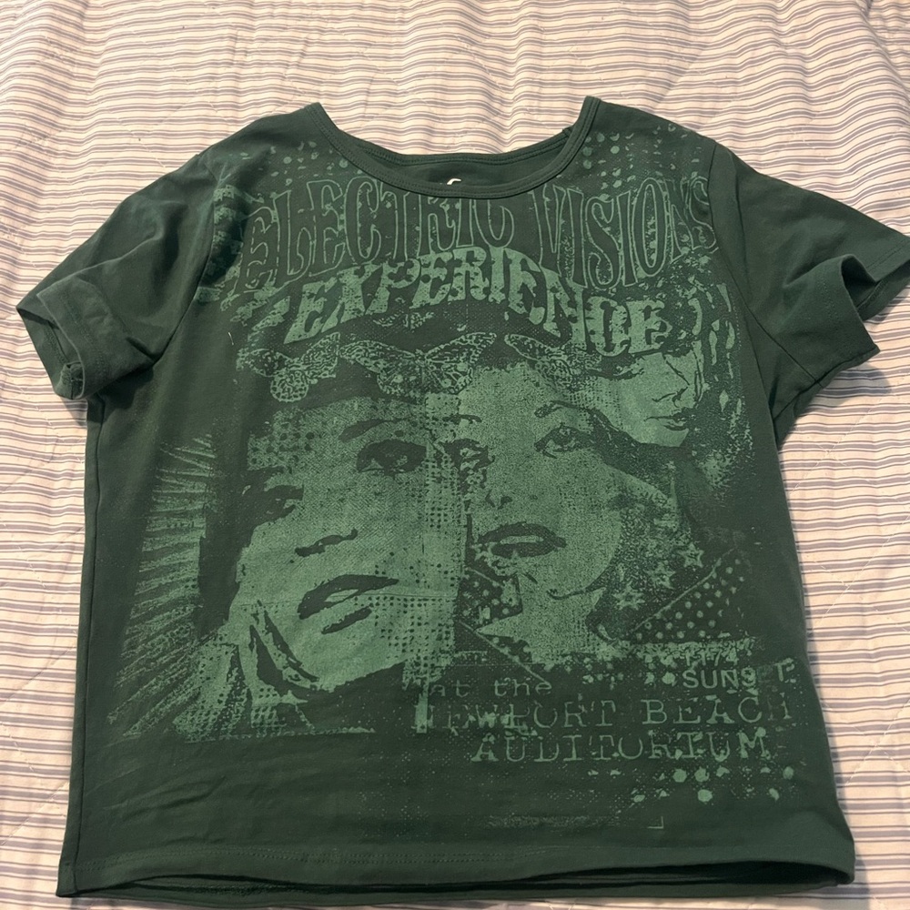 Hollister Green Fitted Graphic Print Baby Tee